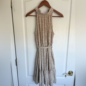 SHEIN FLORAL BOHO SLEEVELESS DRESS WITH BELTED WAIST SIZE SMALL